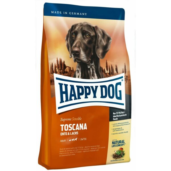 Сухой корм Happy Dog Adult Supreme Sensible Toscana для взрослых собак c чувствительным пищеварением с уткой и лососем