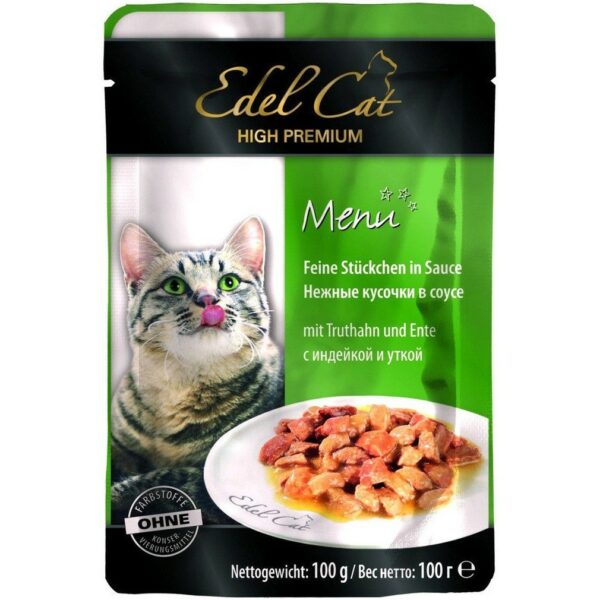Edel Cat Mit Truthahn und Ente полнорационный влажный корм с индейкой и уткой для кошек всех пород