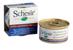 Schesir консервы для кошек с тунецом, окунем и рисом