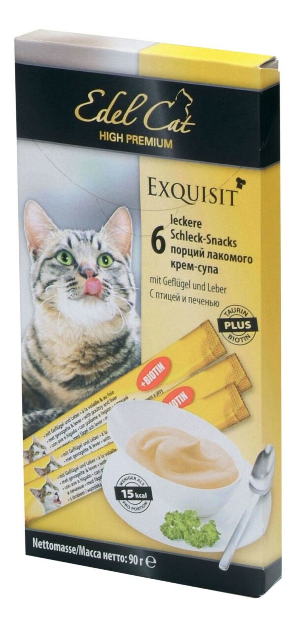 Edel Cat лакомство для кошек крем-суп с птицей и печенью, улучшение шерсти