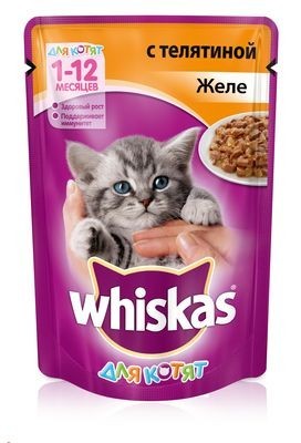 Whiskas желе с телятиной для котят до 1 года