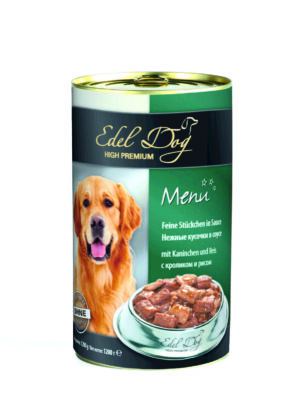 Edel Dog Menu High Premium нежные кусочки с кроликом и рисом для собак в соусе