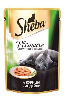 Sheba Pleasure влажный корм в паучах  для кошек с курицей и ндейкой