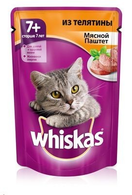 Whiskas для взрослых кошек с мясным паштетом из телятины