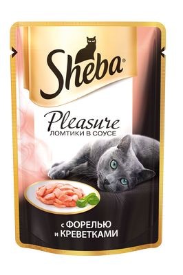 Sheba Pleasure влажный корм для взрослых кошек со вкусом форели и креветок в соусе