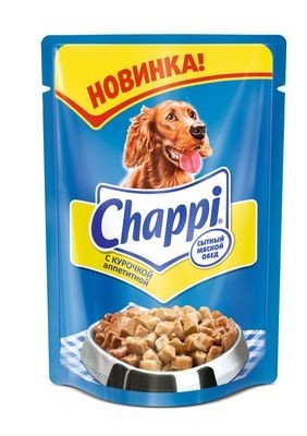 Chappi «Курочка аппетитная» паучи консервированный корм с курицей для взрослых собак всех пород