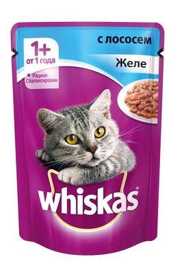 Whiskas желе с лососем для взрослых кошек от 1 года
