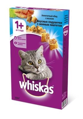 Whiskas сухой корм для взрослых кошек с паштетом из лосося