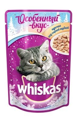 Whiskas Особенный вкус паучи курочка под сырной шубкой для взрослых кошек от 1 года