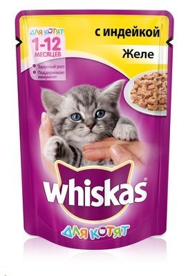 Whiskas желе с индейкой для котят до 1 года