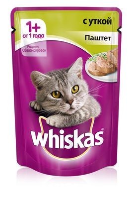 Whiskas для взрослых кошек с паштетом из утки