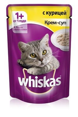 Whiskas крем-суп с курицей для взрослых кошек