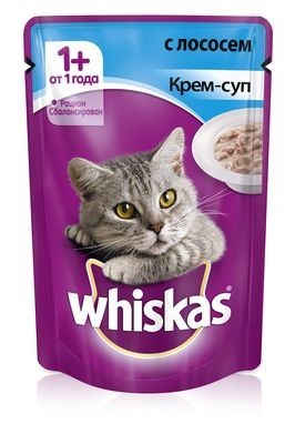 Whiskas крем-суп с лососем для взрослых кошек