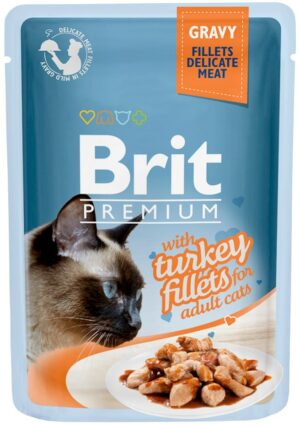 Влажный корм для кошек Brit Premium Gravy Turkey Fillets, филе индейки в соусе