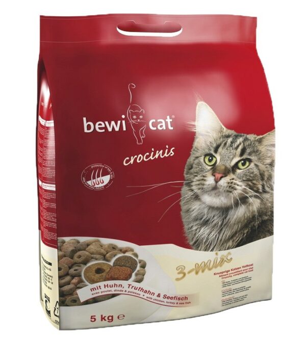 Корм Bewi Cat Adult для взрослых кошек смесь из трех видов, крокет (птица, индейка, рыба)