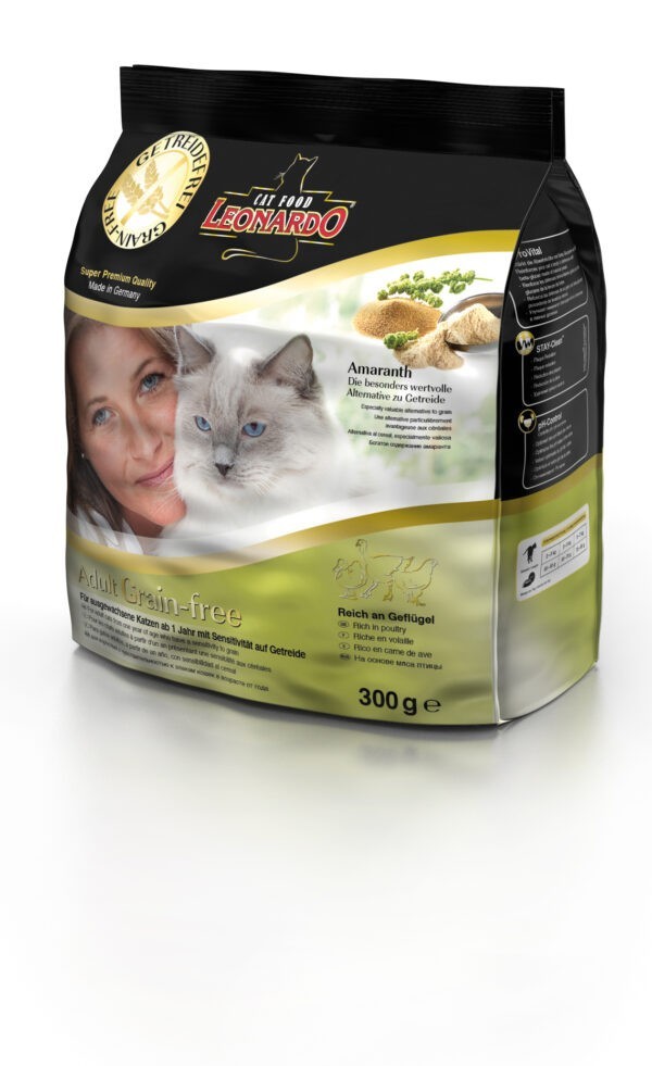 Сухой беззерновой корм Leonardo Adult Poultry GF для взрослых кошек с чувствительным пищеварением с птицей
