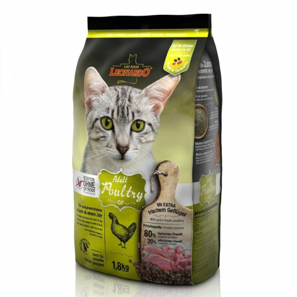 Сухой беззерновой корм Leonardo Adult Poultry GF для взрослых кошек с чувствительным пищеварением с птицей