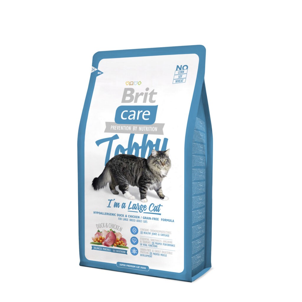 Brit Care Cat Tobby сухой корм для кошек крупных пород с уткой