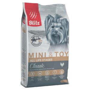 Сухой корм Blitz Adult Mini & Toy для взрослых собак миниатюрных и мелких пород с курицей