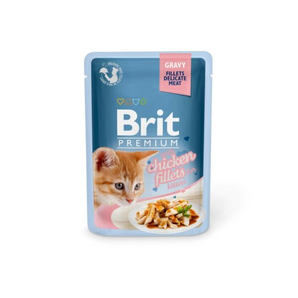 Влажный корм Brit Premium для котят GRAVY Chiсken fillets for kitten кусочки из куриного филе в соусе