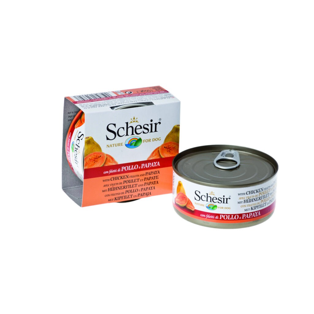 Schesir для собак с цыпленком и папайей