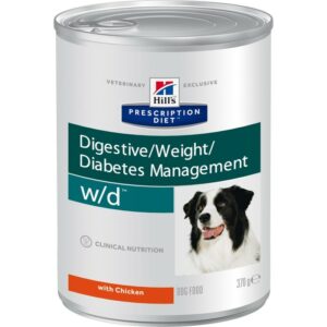 Влажный диетический корм для собак Hill's Prescription Diet w/d Digestive при поддержании веса и сахарном диабете, с курицей