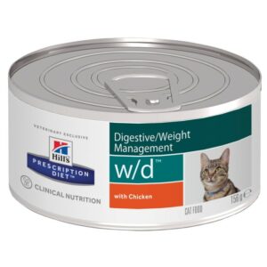 Влажный диетический корм для кошек Hill's Prescription Diet w/d Digestive при поддержании веса и сахарном диабете, с курицей
