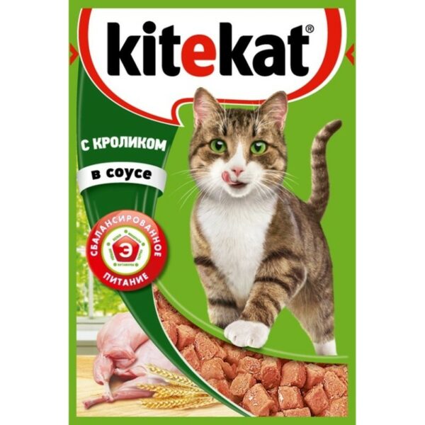 Kitekat корм для кошек в паучах с Кроликом в соусе