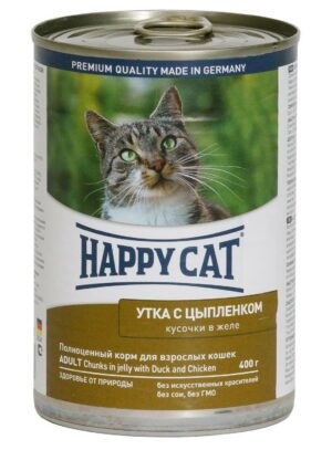 Консервы Happy Cat для взрослых кошек с уткой и цыпленком