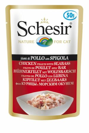 Schesir консервы для кошек с цыпленком и морским окунем