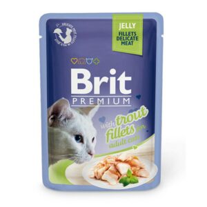 Влажный корм Brit Premium Jelly для взрослых кошек в форме кусочков из филе форели в желе