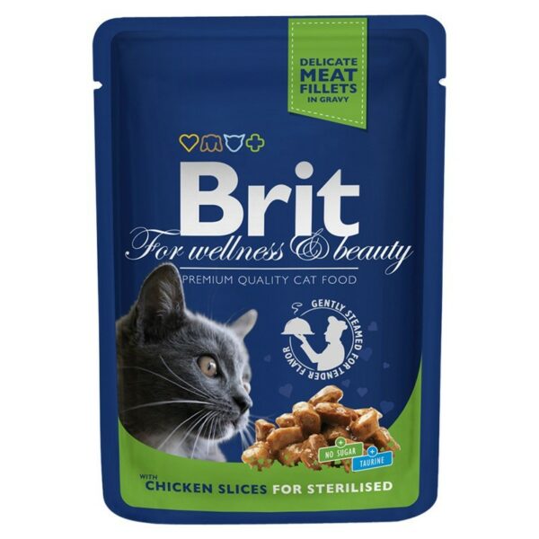 Brit Premium Chicken Slice for Sterilize влажный корм для стерилизованных кошек с курицей