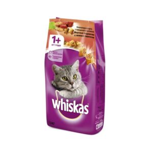 Whiskas сухой корм для взрослых кошек, подушечками с паштетом из говядины и кролика