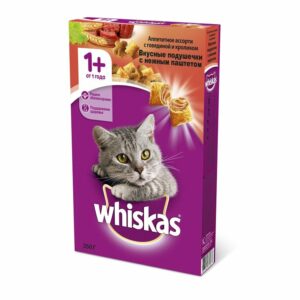 Whiskas сухой корм для взрослых кошек с паштетом из говядины и кролика
