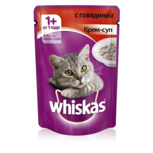Whiskas крем-суп с говядиной для взрослых кошек