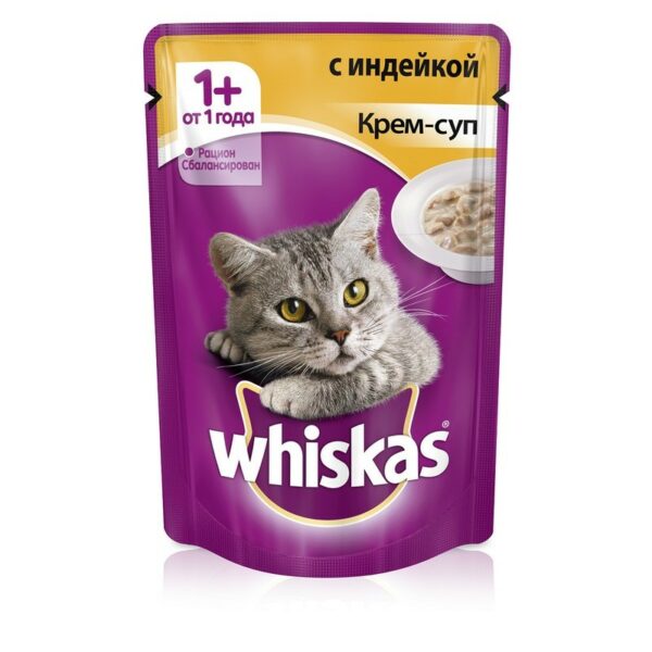 Whiskas крем-суп с индейкой для взрослых кошек