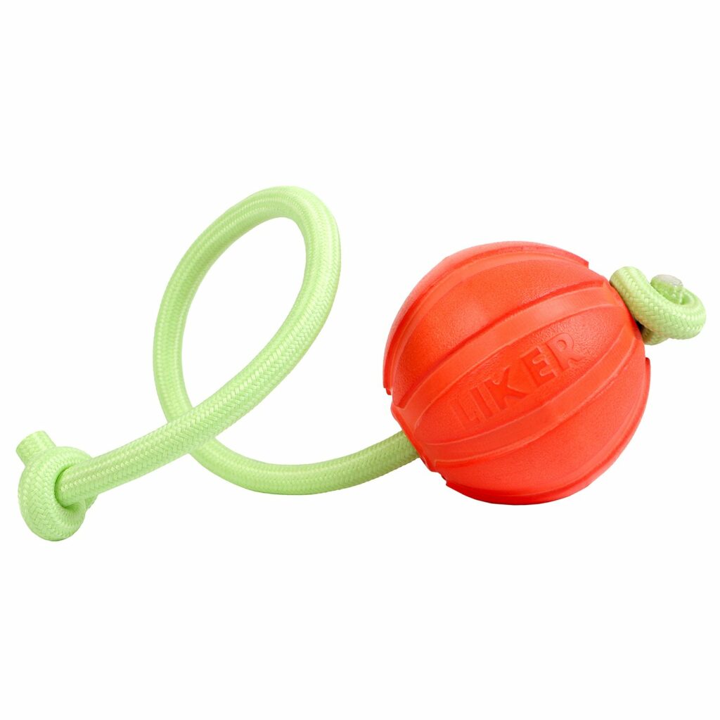 Liker Lumi Мячик  Лайкер Люми светящемся в темноте канате для собак оранжевый 9 см