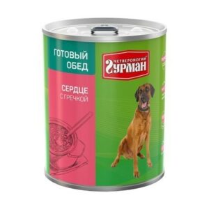 ЧЕТВЕРОНОГИЙ ГУРМАН Готовый обед 850 г консервы для собак сердце с гречкой для собак 1x6