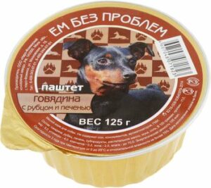 ЕМ БЕЗ ПРОБЛЕМ 125 г консервы для собак говядина с рубцом и печенью ламистер 1х16