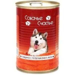 СОБАЧЬЕ СЧАСТЬЕ 750 г консервы для собак говядина с потрошками в желе 1х12