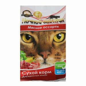 НОЧНОЙ ОХОТНИК 400г Корм сухой для кошек мясное ассорти 1х18
