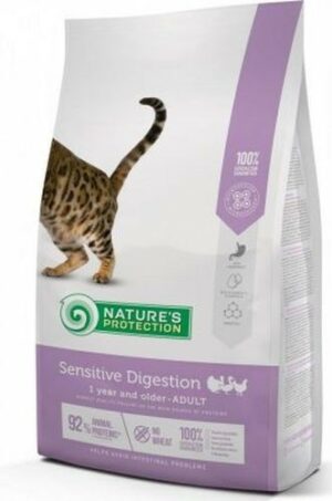 NATURE’S PROTECTION Sensitive Digestion 18кг полнорационное сбалансированное питание для взрослых кошек с чувствительным пищеварением