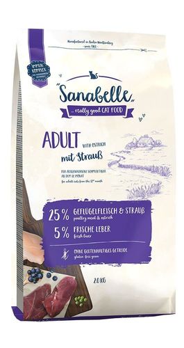 Sanabelle Adult with tasty ostrich meat 2 кг полнорационный корм для взрослых кошек с мясом страуса