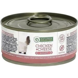 NATURE’S PROTECTION ADULT CHICKEN & CHEESE 100г консервы полнорационное питание с курицей и сыром для взрослых кошек 1х6