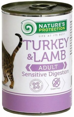 NATURE’S PROTECTION SENSIBLE DIGESTION TURKEY & LAMB 400г консервы полнорационное питание для взрослых кошек с чувствительным пищеварением 1х6