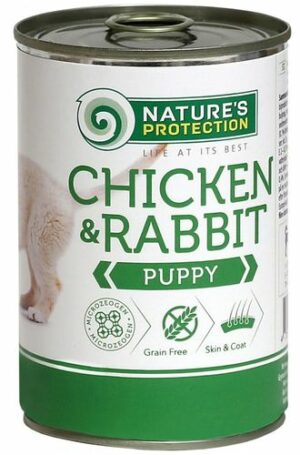 NATURE’S PROTECTION PUPPY CHICKEN& RABBIT 400г консервы полнорационное питание для щенков с мясом курицы и кролика 1х6