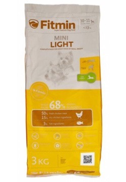 FITMIN MINI LIGHT 3 кг сухой корм с пониженным содержанием энергии для собак малых пород 1x5