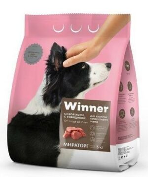WINNER 3 кг сухой корм для взрослых собак средних пород говядина 1х3