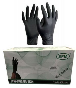 SFM Nitrile Gloves S 7-8 200 шт перчатки нитриловые нестерильные неопудренные черные