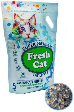Fresh Cat Морской бриз 5л 2кг силикагелевый наполнитель для кошачьих туалетов с ароматом 1х6